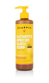 ALAFFIA AUTHENTIC AFRICAN BLACK SOAP ROSE WATER PEONY 16OZ