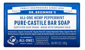 DR.BRONNER'S ALL ONE  HEMP PEPPERMINT PURE CASTILE BAR SOAP 5 OZ.